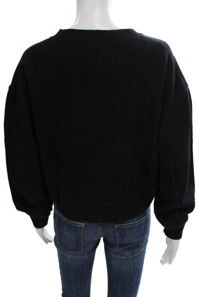 Rag & Bone Women Pullover Sweatshirt Black Cotton Blend Crew Neck Size M