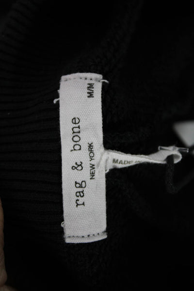 Rag & Bone Women Pullover Sweatshirt Black Cotton Blend Crew Neck Size M