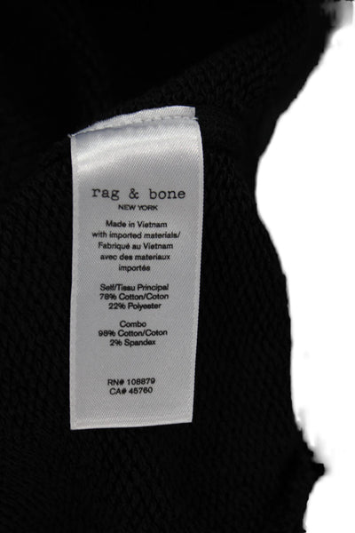 Rag & Bone Women Pullover Sweatshirt Black Cotton Blend Crew Neck Size M
