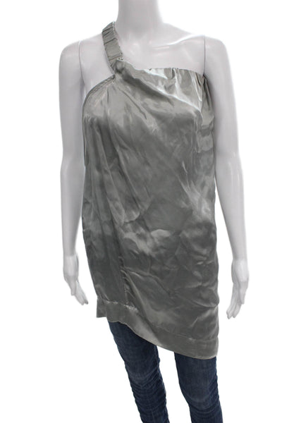 Stella McCartney Women One Shoulder Cupro Tunic Blouse Gray Pullover Size 40