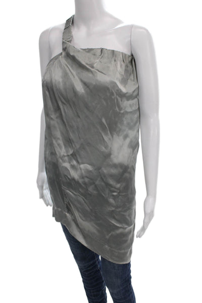 Stella McCartney Women One Shoulder Cupro Tunic Blouse Gray Pullover Size 40