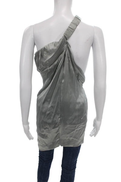 Stella McCartney Women One Shoulder Cupro Tunic Blouse Gray Pullover Size 40
