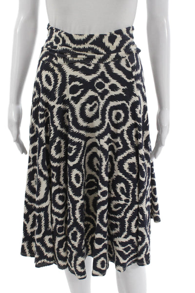 J Crew Women A-Line Geometric Cotton Midi Skirt Multicolor Pull On Size S