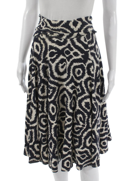 J Crew Women A-Line Geometric Cotton Midi Skirt Multicolor Pull On Size S