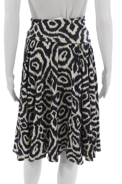 J Crew Women A-Line Geometric Cotton Midi Skirt Multicolor Pull On Size S