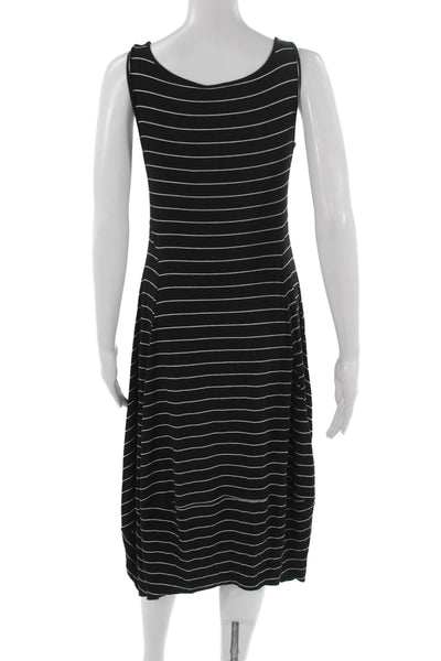 Comfy USA Womens Midi Dress Blue Striped Scoop Neck Sleeveless Size XS