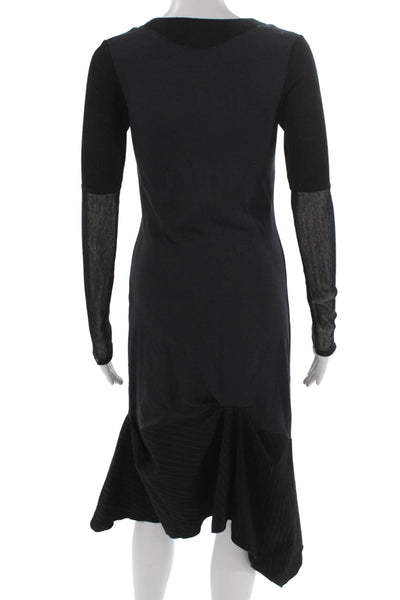 Porto Women Sleeveless V-Neck Tank Dress Blue Cotton Blend Mid-Calf Size 1