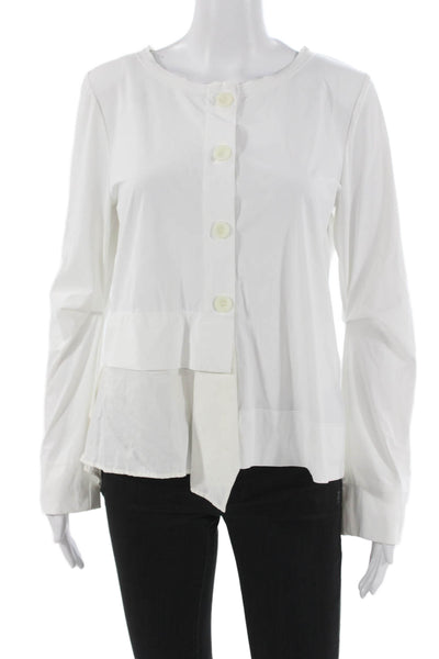 Porto Womens Petite Striped Collared Viscose Button Long Sleeve Blouse Size 1