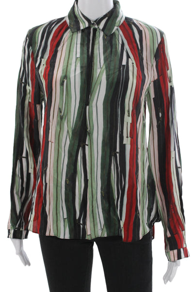 Artelier Nicole Miller Women Multicolor Striped Collared Blouse Size PP