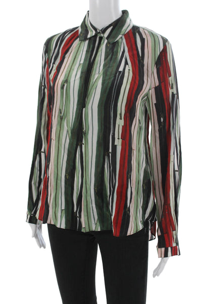 Artelier Nicole Miller Women Multicolor Striped Collared Blouse Size PP