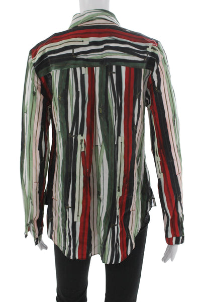 Artelier Nicole Miller Women Multicolor Striped Collared Blouse Size PP