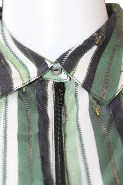 Porto Womens Petite Striped Collared Viscose Button Long Sleeve Blouse Size 1