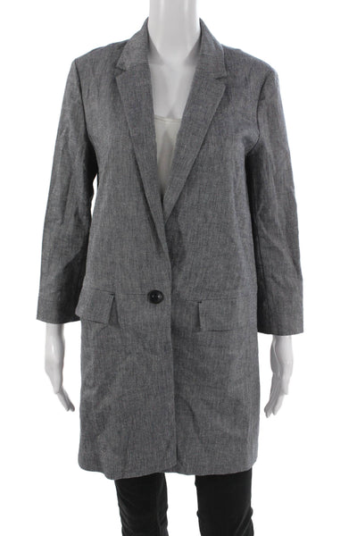 Cartonnier Anthropologie Womens Gray Cotton Button Blazer Long Sleeve Size S