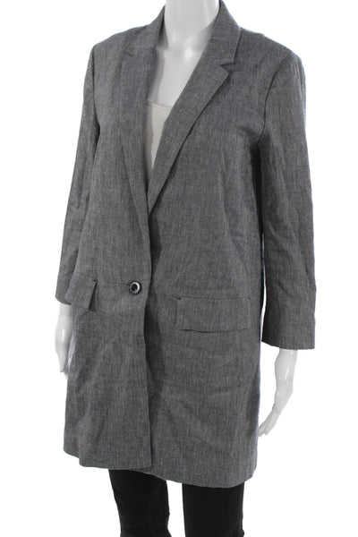 Cartonnier Anthropologie Womens Gray Cotton Button Blazer Long Sleeve Size S
