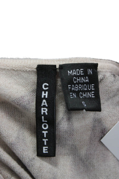 Charlotte Women Floral V-Neck Cotton Cardigan Long Sleeve Beige Size S