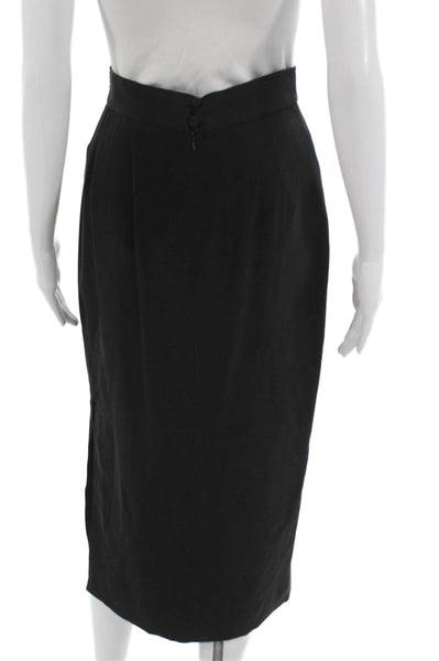 Dana Buchman Womens Straight Pencil Silk Button Black Skirt Size 4