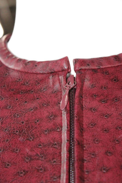 Teenflo Womens Ostrich Print Full Zipper Jacket Skirt Suit Red Black Size 4