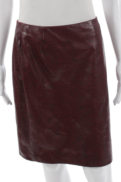 Teenflo Womens Ostrich Print Full Zipper Jacket Skirt Suit Red Black Size 4