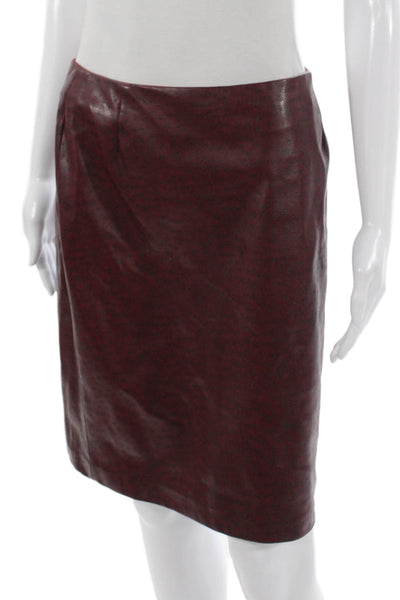 Teenflo Womens Ostrich Print Full Zipper Jacket Skirt Suit Red Black Size 4