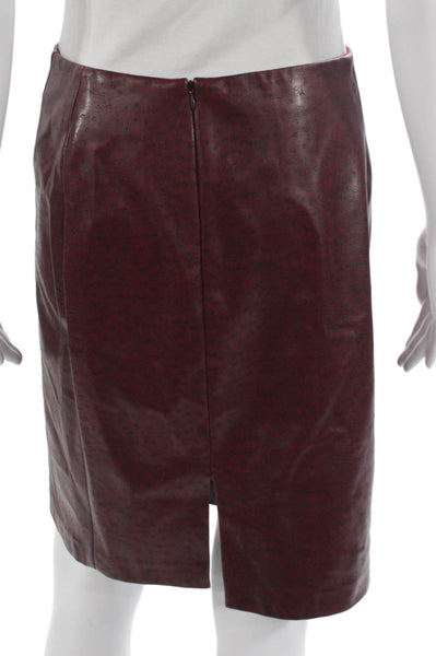 Teenflo Womens Ostrich Print Full Zipper Jacket Skirt Suit Red Black Size 4