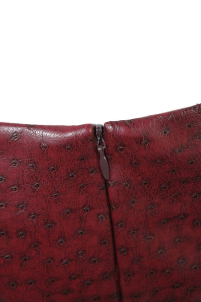 Teenflo Womens Ostrich Print Full Zipper Jacket Skirt Suit Red Black Size 4