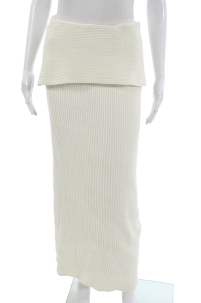 4th Reckless Women Maxi Skirt Set Ivory Polyester Solid Pull On Size L