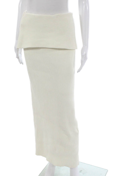 4th Reckless Women Maxi Skirt Set Ivory Polyester Solid Pull On Size L
