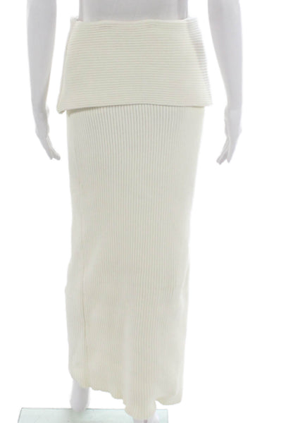 4th Reckless Women Maxi Skirt Set Ivory Polyester Solid Pull On Size L