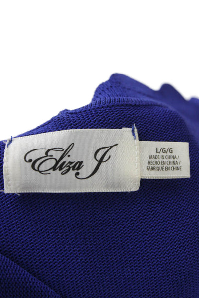 Eliza B. Womens Sweater Dress Blue Scoop Neck Short Sleeve Size L
