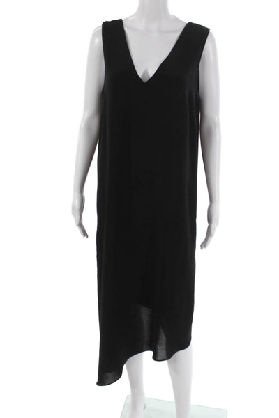 Adrianna Papell Women Shift Dress Black V-Neck Sleeveless Mid-Calf Size 10