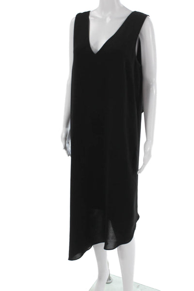 Adrianna Papell Women Shift Dress Black V-Neck Sleeveless Mid-Calf Size 10