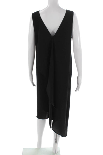 Adrianna Papell Women Shift Dress Black V-Neck Sleeveless Mid-Calf Size 10