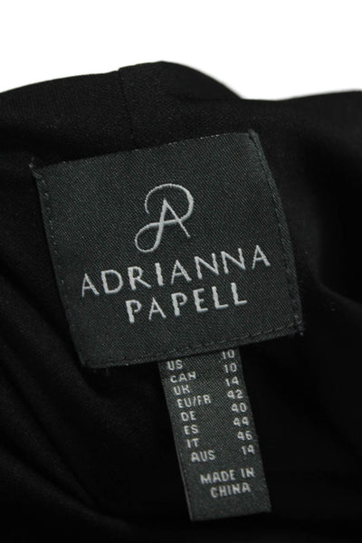 Adrianna Papell Women Shift Dress Black V-Neck Sleeveless Mid-Calf Size 10