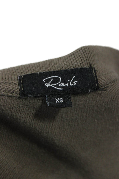 Rails Women T-Shirt Dress Green Cotton Short Sleeve Crew Neck Size XS