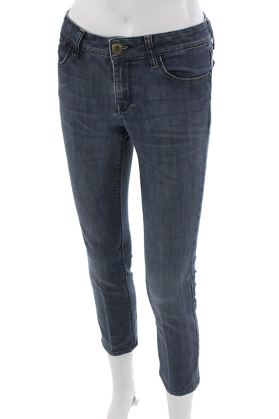 DL 1961 Womens Cropped Jeans Blue Mid Rise Button Cotton Size 26