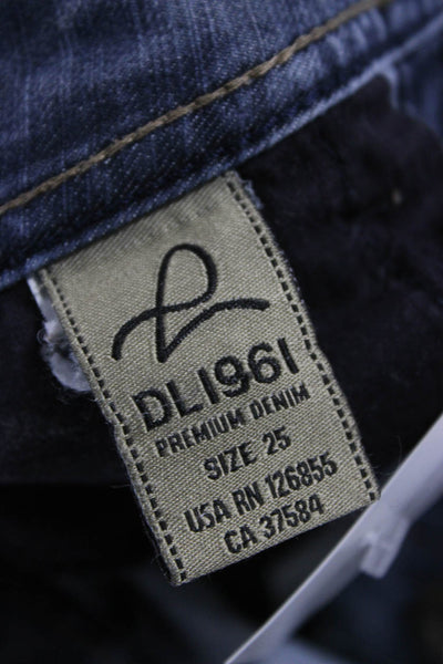 DL 1961 Womens Cropped Jeans Blue Mid Rise Button Cotton Size 26