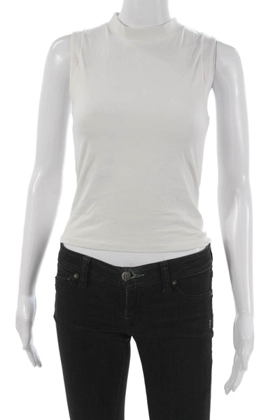 Rhone Unisex Adults Sleeveless Pullover Tank White Nylon Mock Neck Size S