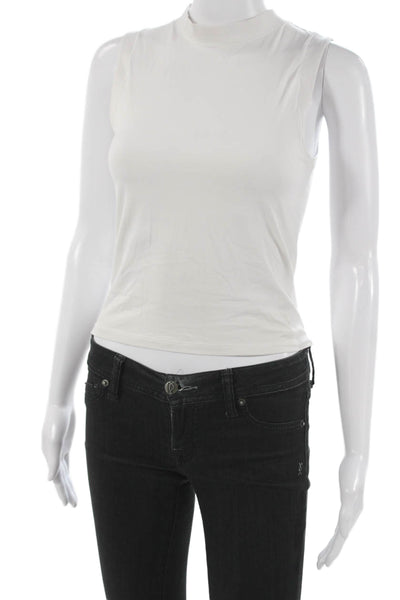 Rhone Unisex Adults Sleeveless Pullover Tank White Nylon Mock Neck Size S