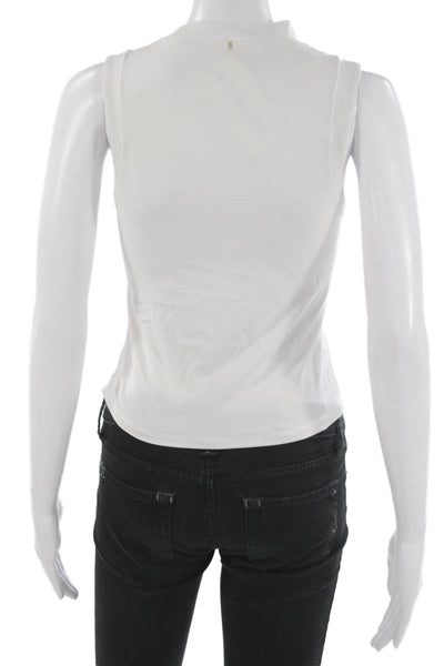 Rhone Unisex Adults Sleeveless Pullover Tank White Nylon Mock Neck Size S