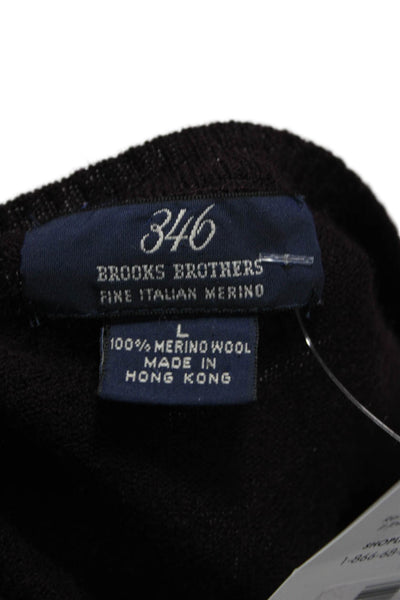 346 Brooks Brothers Mens Merino Wool Pullover Purple Crewneck Size L