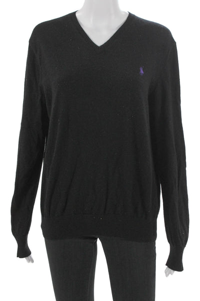 Polo Ralph Lauren Womens Black Cotton Crewneck Sweater Long Sleeve Size XL