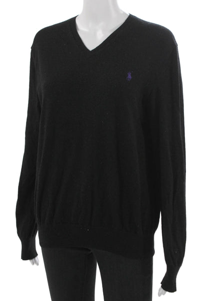 Polo Ralph Lauren Womens Black Cotton Crewneck Sweater Long Sleeve Size XL