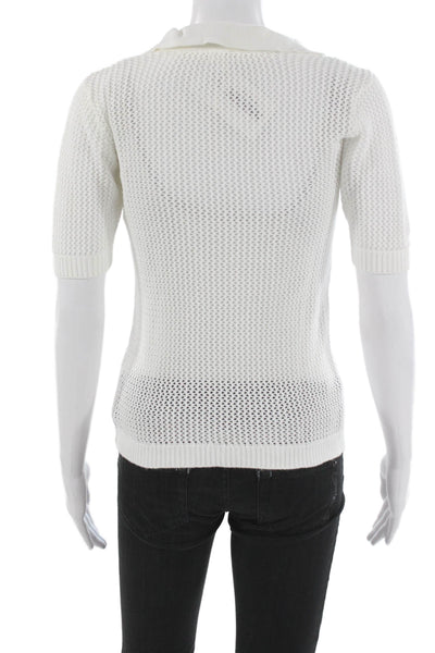 One Grey Day Women White Cotton Collared Short Sleeve Basic Polo Size XS