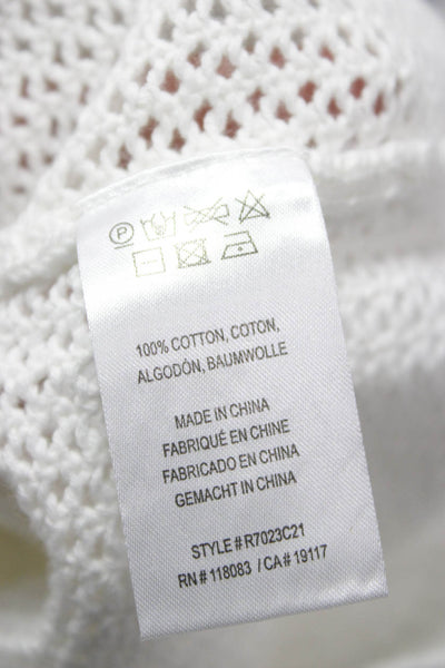 Minnie Rose Womens Collared Cotton Pullover Sweater Short Sleeve White Size XS