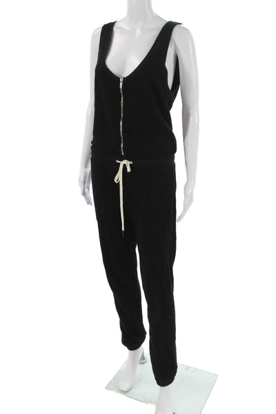 Philanthropy Womens Jumpsuit Black V-Neck Cotton Sleeveless Zip Size M