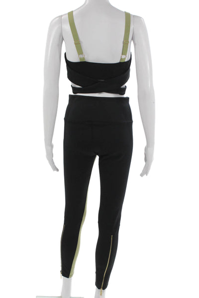 PE Nation Women Colorblock Sleeveless Nylon Pants Set Black Zip Size M