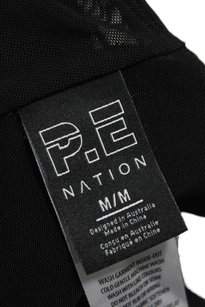 PE Nation Women Colorblock Sleeveless Nylon Pants Set Black Zip Size M