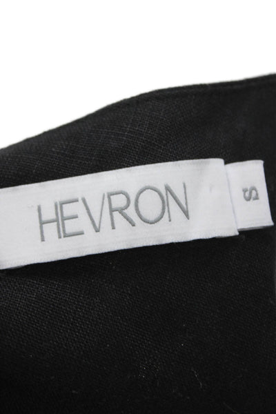 Hevron Women Cropped Halter Tank Black Linen Sleeveless Summer Size S