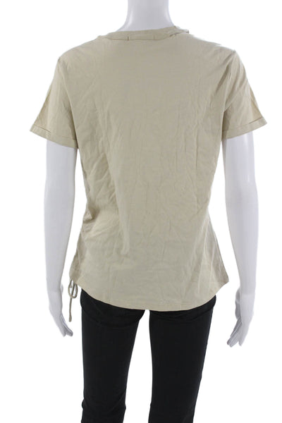 Philanthropy Women Basic Cotton T-Shirt Beige Crew Neck Short Sleeve Size S