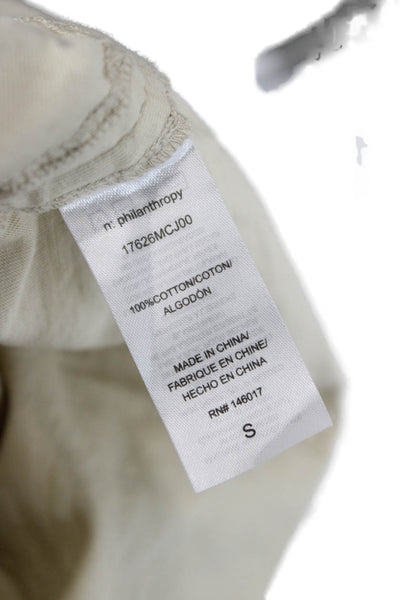 Philanthropy Women Basic Cotton T-Shirt Beige Crew Neck Short Sleeve Size S